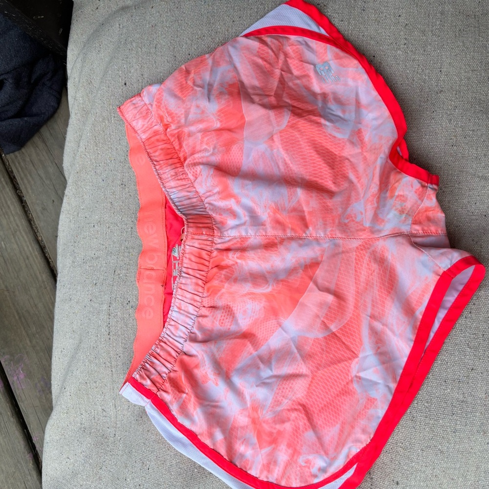 New Balance Women's Pink and White Athletic Shorts